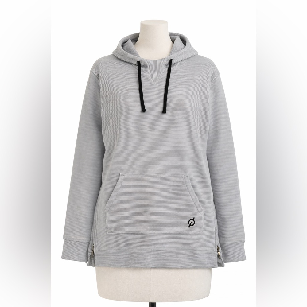 Peloton Women’s Hoodie. Gray ribbed Large. Side zips